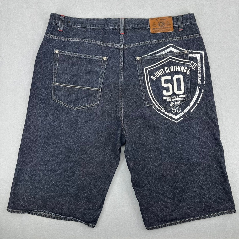 G-Unit Mens Denim Shorts Dark Wash‎ Baggy Hip Hop Streetwear Size 42 Y2K